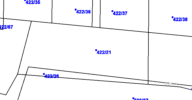 Parcela st. 422/21 v KÚ Smrkovice, Katastrální mapa