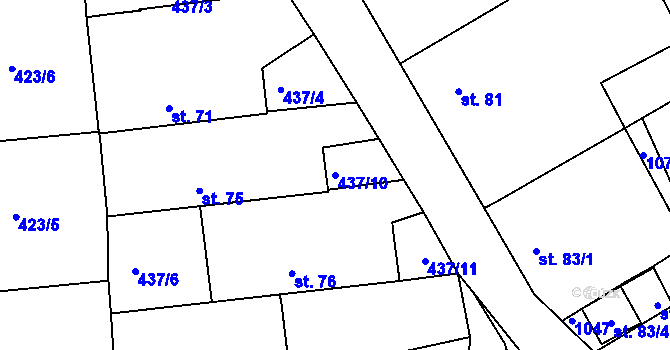 Parcela st. 437/10 v KÚ Smrkovice, Katastrální mapa