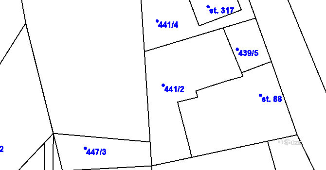 Parcela st. 441/2 v KÚ Smrkovice, Katastrální mapa