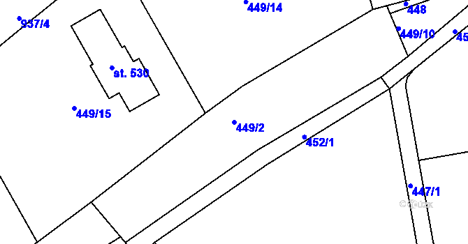 Parcela st. 449/2 v KÚ Smrkovice, Katastrální mapa
