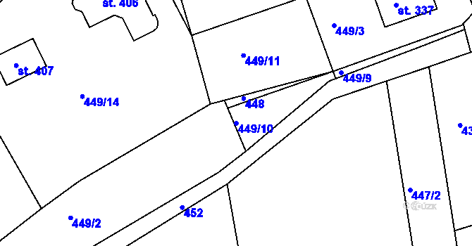 Parcela st. 449/10 v KÚ Smrkovice, Katastrální mapa