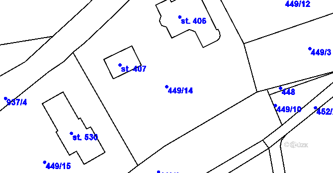 Parcela st. 449/14 v KÚ Smrkovice, Katastrální mapa