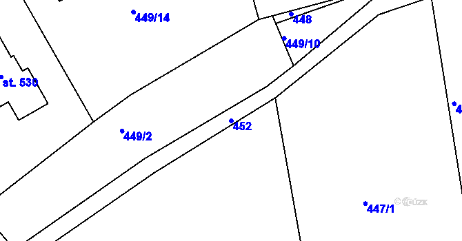 Parcela st. 452 v KÚ Smrkovice, Katastrální mapa
