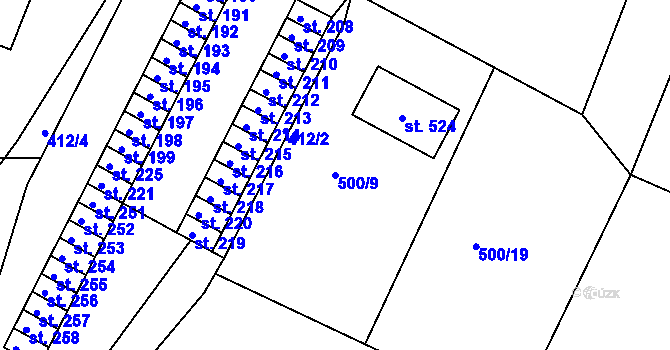 Parcela st. 500/9 v KÚ Smrkovice, Katastrální mapa