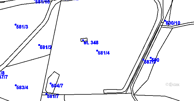 Parcela st. 581/4 v KÚ Smrkovice, Katastrální mapa