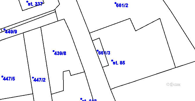 Parcela st. 661/3 v KÚ Smrkovice, Katastrální mapa