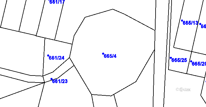 Parcela st. 665/4 v KÚ Smrkovice, Katastrální mapa