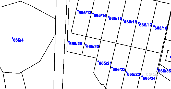 Parcela st. 665/20 v KÚ Smrkovice, Katastrální mapa