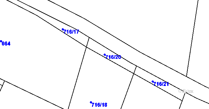 Parcela st. 716/20 v KÚ Smrkovice, Katastrální mapa