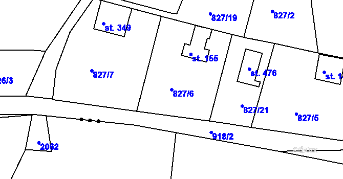 Parcela st. 827/6 v KÚ Smrkovice, Katastrální mapa