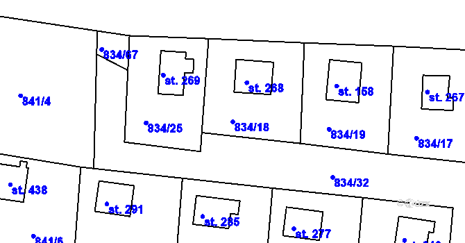 Parcela st. 834/18 v KÚ Smrkovice, Katastrální mapa