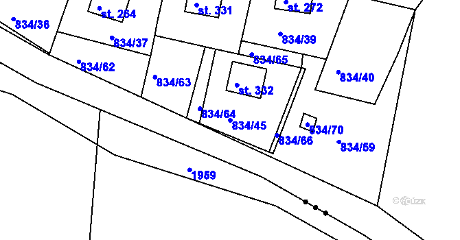 Parcela st. 834/45 v KÚ Smrkovice, Katastrální mapa