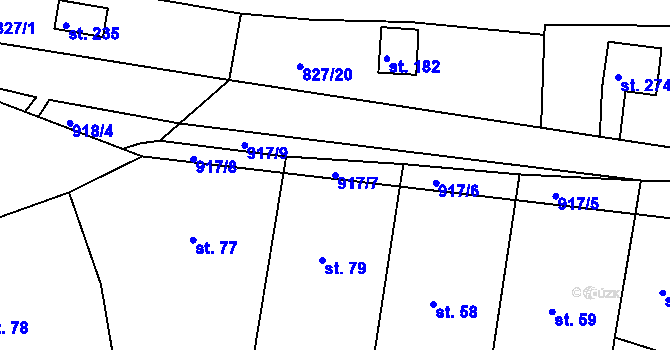 Parcela st. 917/7 v KÚ Smrkovice, Katastrální mapa
