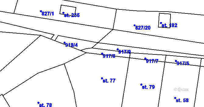 Parcela st. 917/8 v KÚ Smrkovice, Katastrální mapa