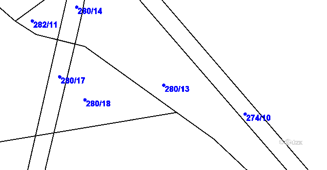 Parcela st. 280/13 v KÚ Smrkovice, Katastrální mapa