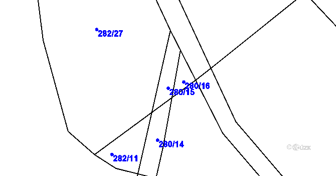 Parcela st. 280/15 v KÚ Smrkovice, Katastrální mapa