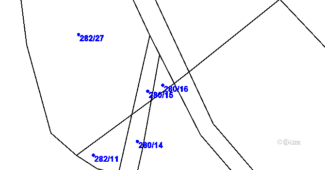 Parcela st. 280/16 v KÚ Smrkovice, Katastrální mapa