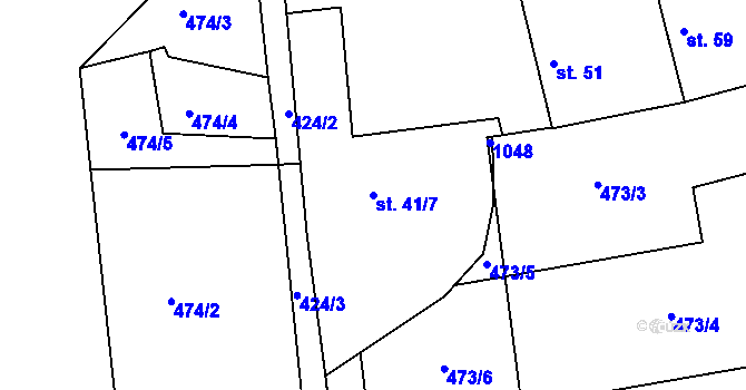 Parcela st. 41/7 v KÚ Smrkovice, Katastrální mapa