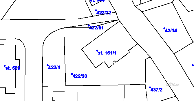 Parcela st. 161/1 v KÚ Smrkovice, Katastrální mapa