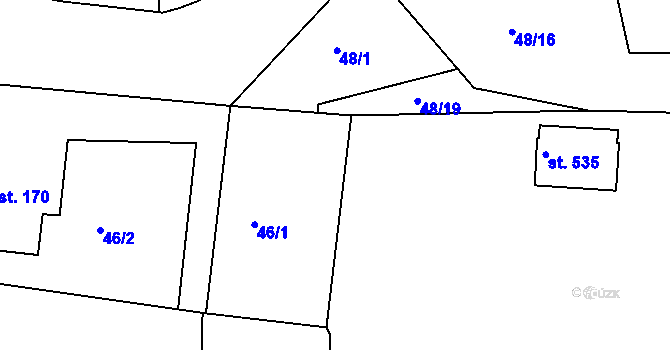 Parcela st. 46/3 v KÚ Smrkovice, Katastrální mapa