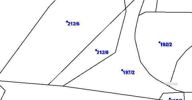Parcela st. 212/8 v KÚ Smrkovice, Katastrální mapa