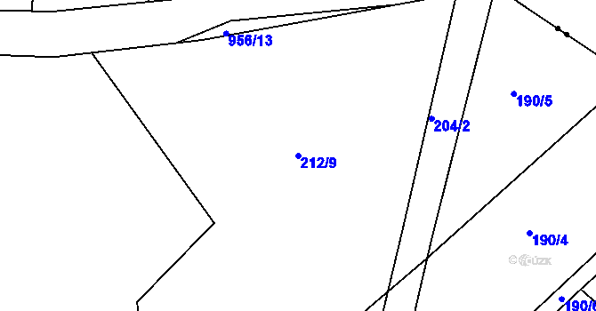Parcela st. 212/9 v KÚ Smrkovice, Katastrální mapa