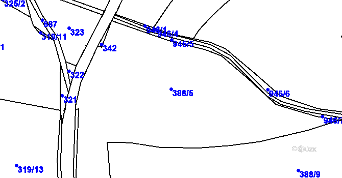 Parcela st. 388/5 v KÚ Smrkovice, Katastrální mapa
