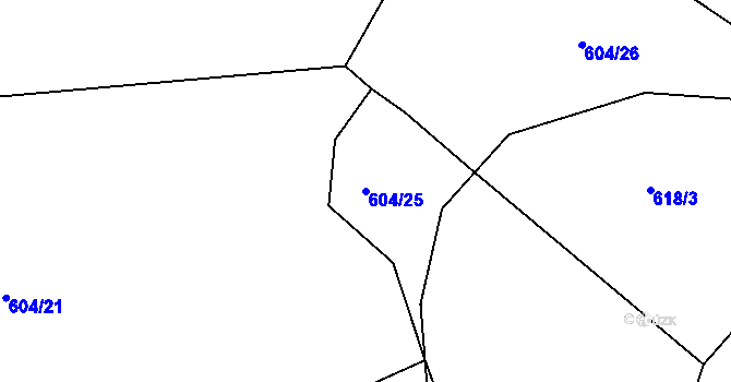 Parcela st. 604/25 v KÚ Smrkovice, Katastrální mapa