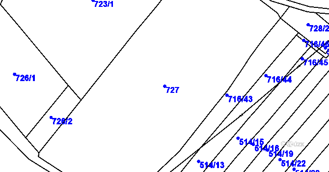 Parcela st. 727 v KÚ Smrkovice, Katastrální mapa