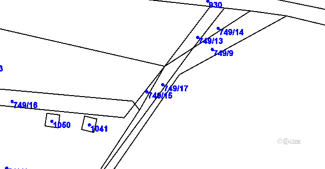 Parcela st. 749/17 v KÚ Smrkovice, Katastrální mapa