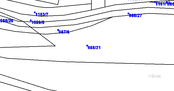 Parcela st. 988/21 v KÚ Smrkovice, Katastrální mapa