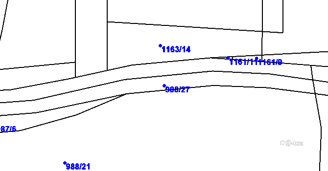 Parcela st. 988/27 v KÚ Smrkovice, Katastrální mapa