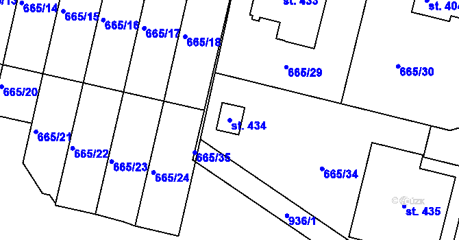 Parcela st. 434 v KÚ Smrkovice, Katastrální mapa