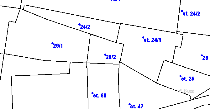 Parcela st. 29/2 v KÚ Smrkovice, Katastrální mapa