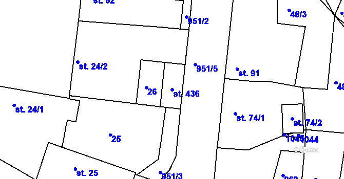 Parcela st. 436 v KÚ Smrkovice, Katastrální mapa
