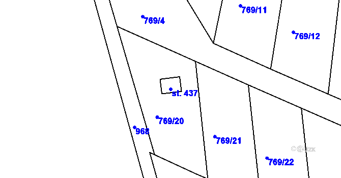 Parcela st. 437 v KÚ Smrkovice, Katastrální mapa