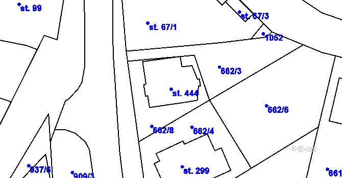 Parcela st. 444 v KÚ Smrkovice, Katastrální mapa