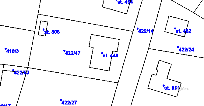 Parcela st. 449 v KÚ Smrkovice, Katastrální mapa