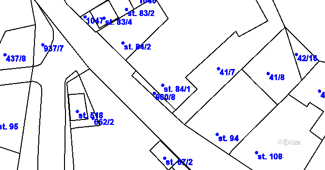 Parcela st. 84/1 v KÚ Smrkovice, Katastrální mapa