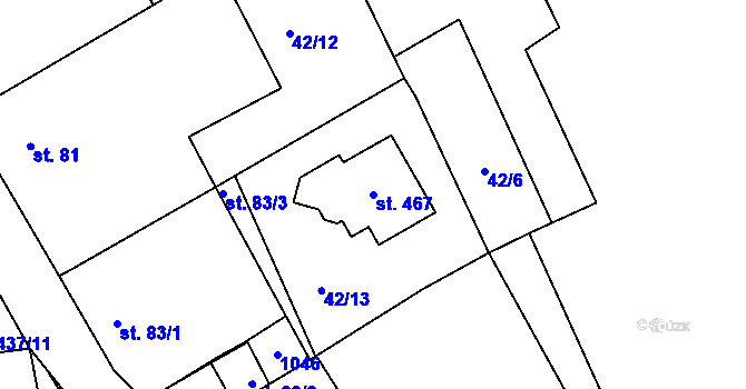 Parcela st. 467 v KÚ Smrkovice, Katastrální mapa