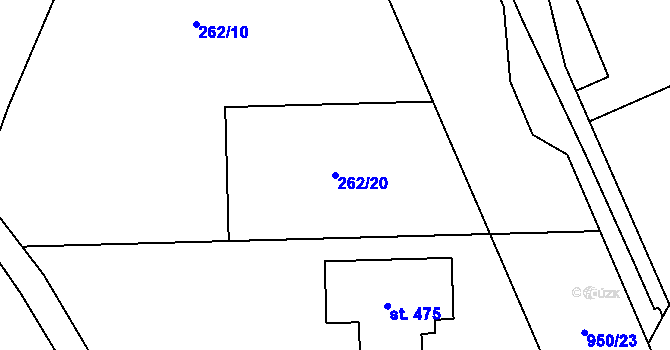 Parcela st. 262/20 v KÚ Smrkovice, Katastrální mapa