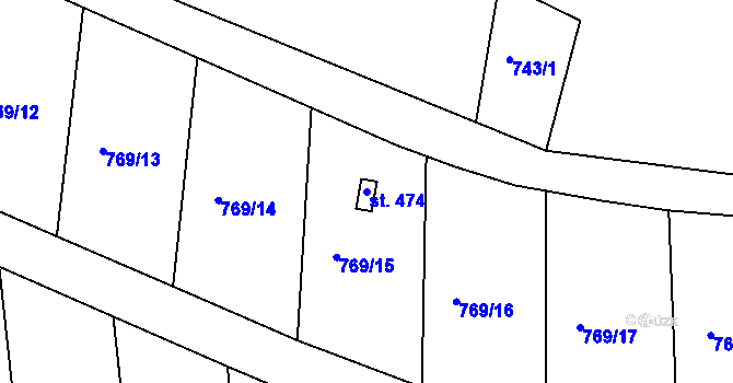 Parcela st. 474 v KÚ Smrkovice, Katastrální mapa