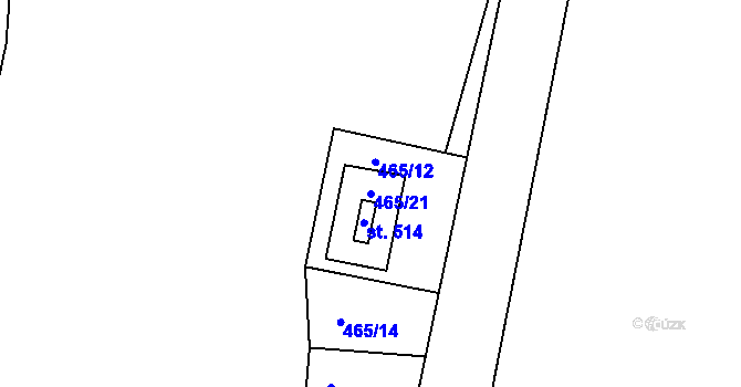 Parcela st. 465/21 v KÚ Smrkovice, Katastrální mapa