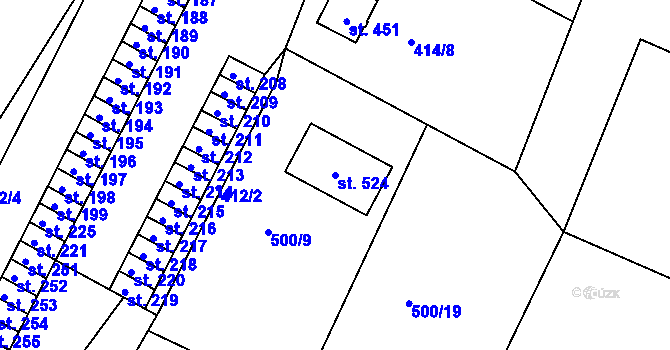 Parcela st. 524 v KÚ Smrkovice, Katastrální mapa