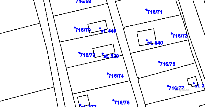 Parcela st. 529 v KÚ Smrkovice, Katastrální mapa