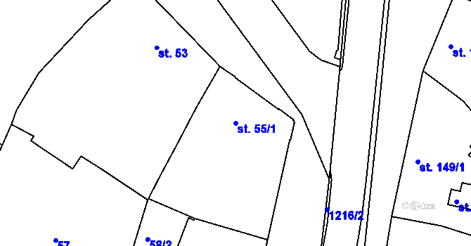 Parcela st. 55/1 v KÚ Smržice, Katastrální mapa