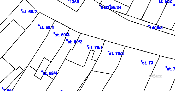 Parcela st. 70/1 v KÚ Smržice, Katastrální mapa
