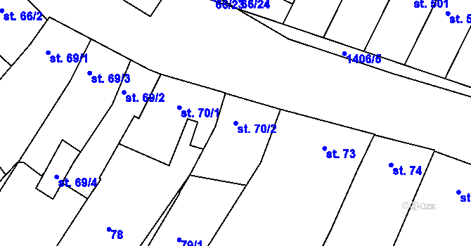 Parcela st. 70/2 v KÚ Smržice, Katastrální mapa