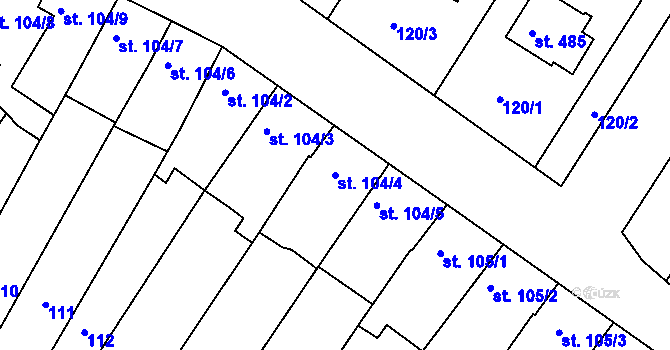 Parcela st. 104/4 v KÚ Smržice, Katastrální mapa