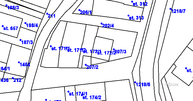 Parcela st. 172/2 v KÚ Smržice, Katastrální mapa